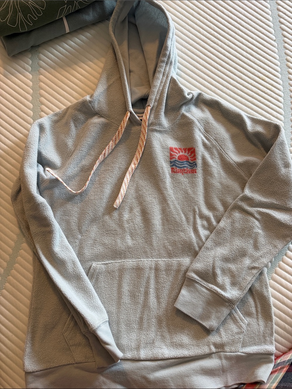 Rhythm Light Gray Fleece Hoodie with Red & Blue Wave Patch